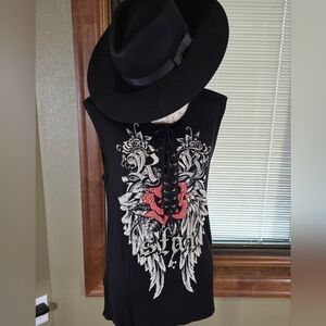 Rocker Western Style Lace-up Long Tank